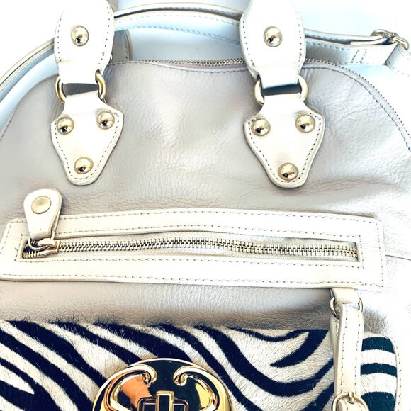EMMA FOX LEATHER PURSE BAG POCKETBOOK COMPUTER BAG COW PRINT ACCENT PERFECT - Picture 5 of 15